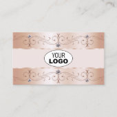 Luxurious Rose Gold Ornate Borders Jewels Add Logo Visitekaartje (Voorkant)