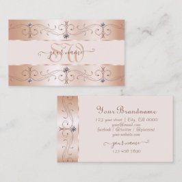 Luxurious Rose Gold Ornate Borders Jewels Monogram Visitekaartje