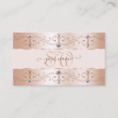 Luxurious Rose Gold Ornate Borders Jewels Monogram Visitekaartje (Voorkant)