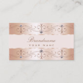 Luxurious Rose Gold Ornate Borders Jewels Ornament Visitekaartje (Voorkant)