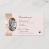 Luxurious Rose Gold Ornate Borders Logo and Photo Visitekaartje (Achterkant)