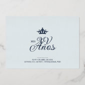 Luxurious Silver Oval Frame Charming Quinceañera  Folie Uitnodiging (Achterkant)