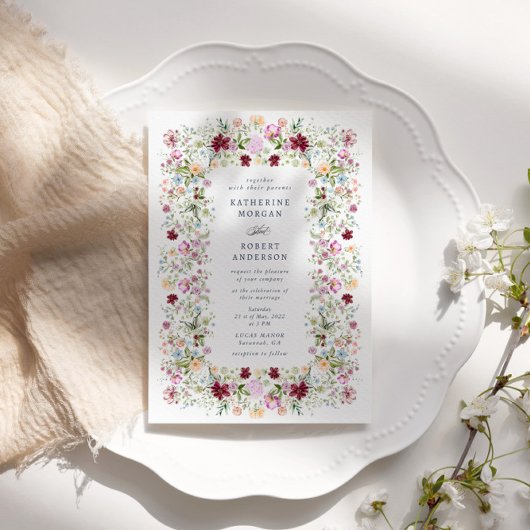 Luxurious Spring Garden Wedding Invitation Kaart