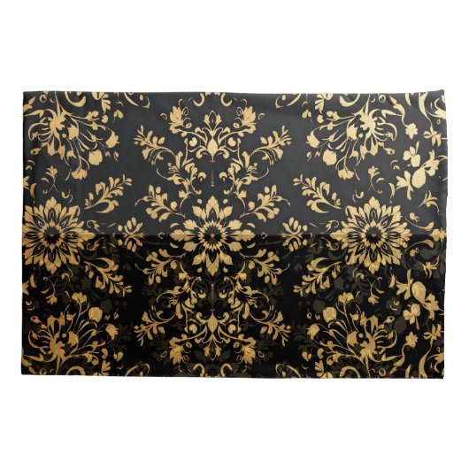 Luxurious style Pillow case black yellow pattern Kussensloop (Achterkant-Links)