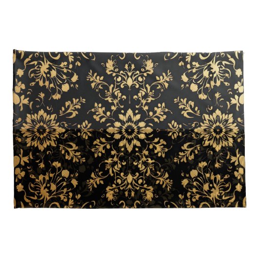 Luxurious style Pillow case black yellow pattern Kussensloop (Achterkant-Rechts)