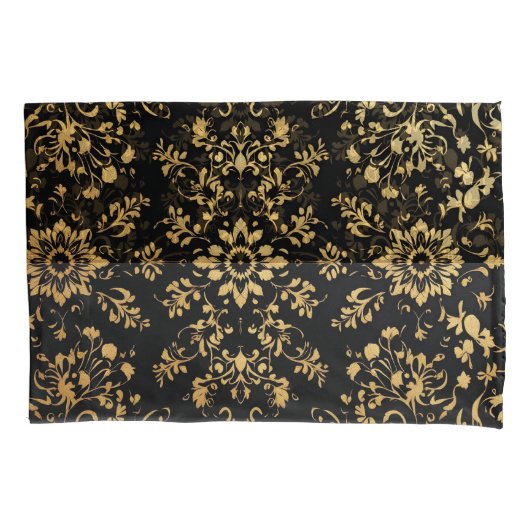 Luxurious style Pillow case black yellow pattern Kussensloop (Voorkant-Links)