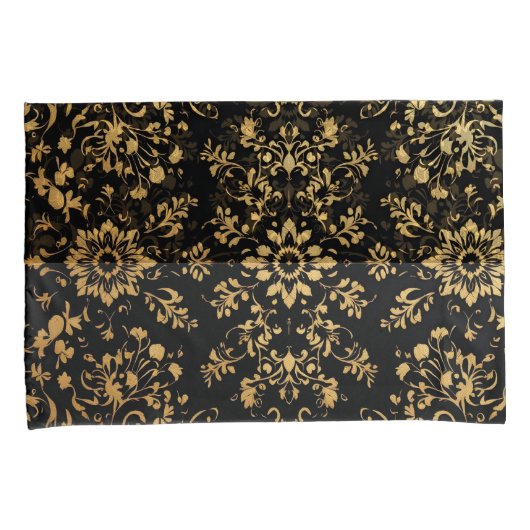 Luxurious style Pillow case black yellow pattern Kussensloop (Voorkant-Rechts)