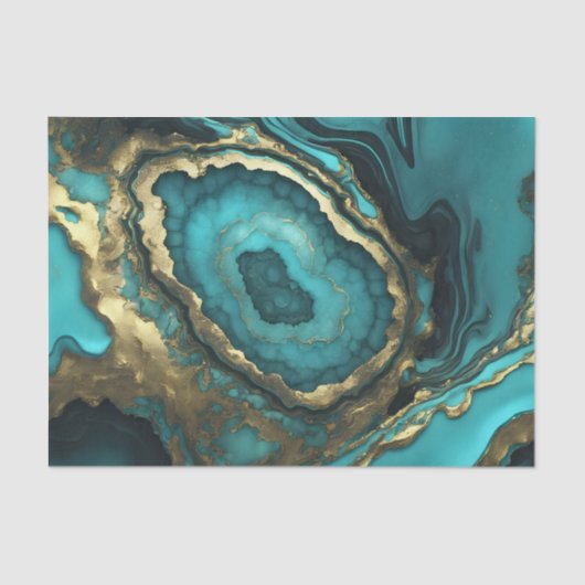 Luxurious Teal Blue Agate Geode Gold Marble Tissuepapier (Voorkant)