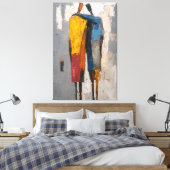 Luxurious Textured Blue & Gold Abstract Canvas Afdruk (Insitu (Slaapkamer))