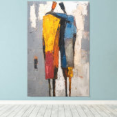 Luxurious Textured Blue & Gold Abstract Canvas Afdruk (Insitu (Houten vloer))