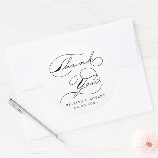 Luxurious Typography Wedding Monogram Ronde Sticker (Envelop)