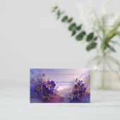 Luxurious Violet Gold Abstract Floral Geometric Visitekaartje (Staand voorkant)