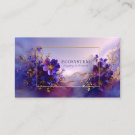 Luxurious Violet Gold Abstract Floral Geometric Visitekaartje