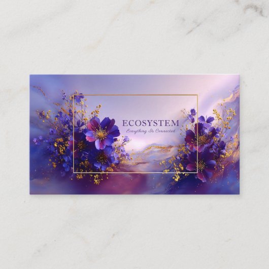 Luxurious Violet Gold Abstract Floral Geometric Visitekaartje (Voorkant)