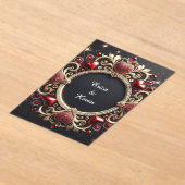 Luxurious Wedding Gold Frame With Red Hearts Acryl Uitnodigingen (Laagn)