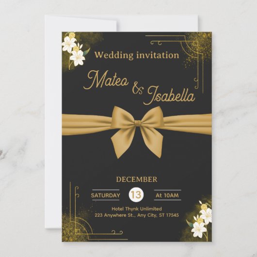 Luxurious wedding invitation in gold kaart (Voorkant)