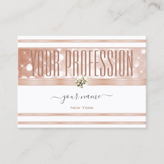 Luxurious White Rose Gold Sparkle Glitter Diamonds Visitekaartje (Voorkant)