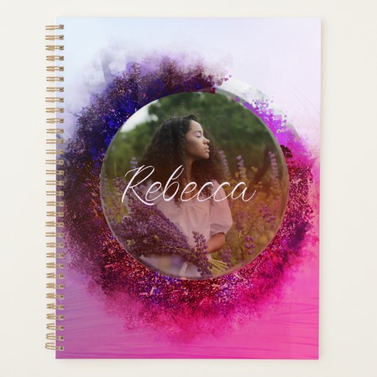 Luxurisch Paars en roze ombre Lijst Foto Planner (Voorkant)
