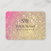 Luxurisch Paarse goudroze litterstermonogram Visitekaartje (Voorkant)