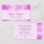 Luxurisch roze  mousserend diamanten monogram visitekaartje (Voorkant / Achterkant)