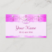 Luxurisch roze mousserend diamanten monogram visitekaartje (Voorkant)