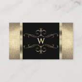 Luxurisch zwart Gold Glitter Monogram  Decor Visitekaartje (Voorkant)