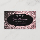 Luxurisch zwart Roos Gold Sparkle Glitter Diamonds Visitekaartje (Voorkant)