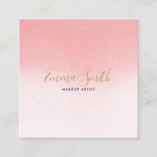 Luxurische elegante roze Waterverf Vierkante Visitekaartje (Voorkant)