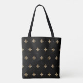 Luxurische Gold Fleur de Lis Pattern Black Tote Bag (Achterkant)