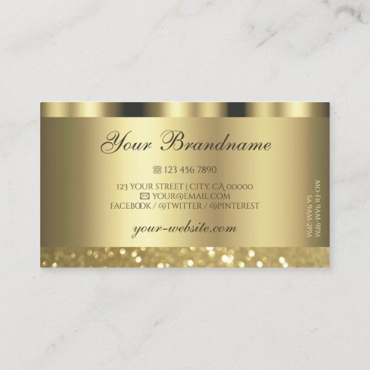 Luxurische goudhamer Glitter Glamoureus Visitekaartje (Achterkant)