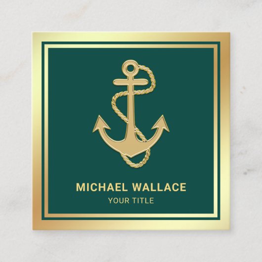 Luxurische groene goudolie-anker met neusvormige h vierkante visitekaartje (Voorkant)
