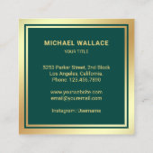 Luxurische groene goudolie-anker met neusvormige h vierkante visitekaartje (Achterkant)