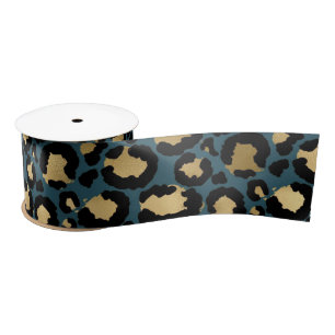 Luxurische luipaarden Dark Blue Wilde Glam Satijnen Lint