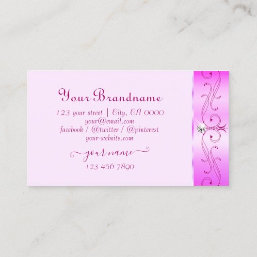 Luxurische roze  mousserende diamanten Initialen Visitekaartje (Achterkant)