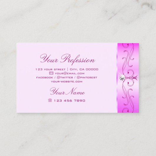 Luxurische roze  Ornamenten Mousserende diamanten Visitekaartje (Achterkant)