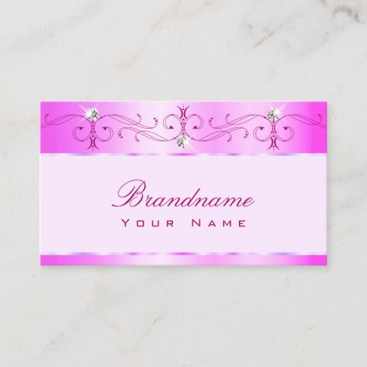 Luxurische roze  Ornamenten Mousserende diamanten Visitekaartje (Voorkant)