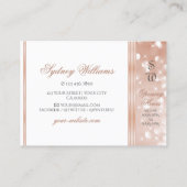 Luxurische White Rose Gold Sparkle Glitter Monogra Visitekaartje (Achterkant)