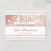 Luxurische White Rose Gold Sparkle Glitter Monogra Visitekaartje (Voorkant)