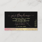 Luxurische zwarte roze goudsparkle Glitter Monogra Visitekaartje (Achterkant)