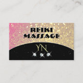 Luxurische zwarte roze goudsparkle Glitter Monogra Visitekaartje (Voorkant)