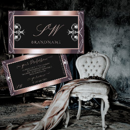 Luxurous Black Roos Gold Sparkle Jewels Initialen Visitekaartje