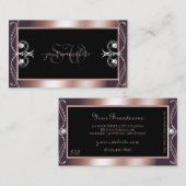 Luxurous Black Roos Gold Sparkle Jewels Monogram Visitekaartje (Voorkant / Achterkant)