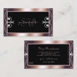 Luxurous Black Roos Gold Sparkle Jewels Monogram Visitekaartje