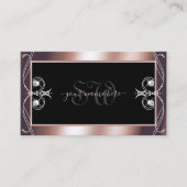 Luxurous Black Roos Gold Sparkle Jewels Monogram Visitekaartje (Voorkant)