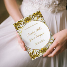 Luxurous Gold-gegraveerd Foliage Wedding Kaart