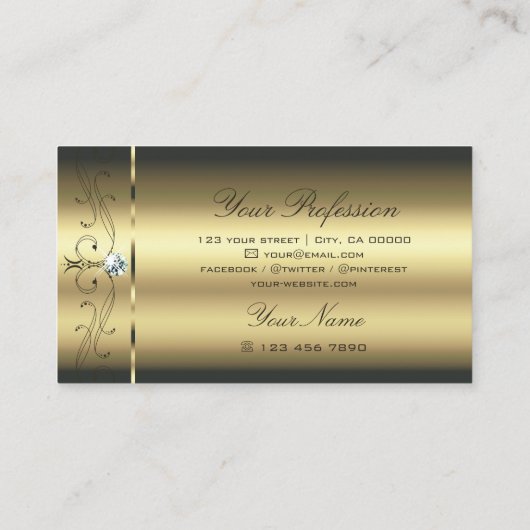 Luxurous Gold Squiggings Jewels Glamoureus Golden Visitekaartje (Achterkant)