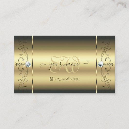 Luxurous Gold Squiggings Jewels Monogram Glamoureu Visitekaartje (Voorkant)