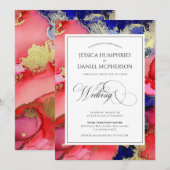 Luxurous Red Gold Paars Pleal Weddenschap Kaart (Voorkant / Achterkant)