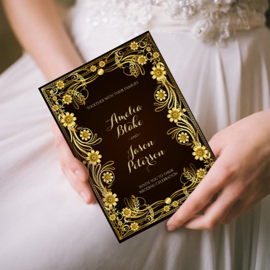 Luxurous Regal Gold Lijst Wedding Kaart