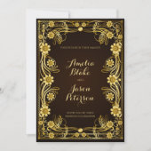 Luxurous Regal Gold Lijst Wedding Kaart (Voorkant)